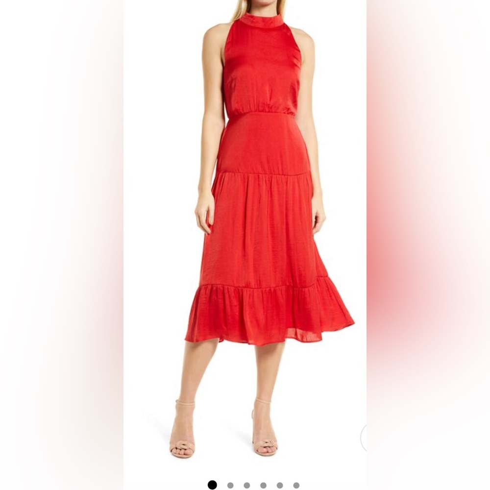 Sam Edelmen High Neck Satin Maxi Dress